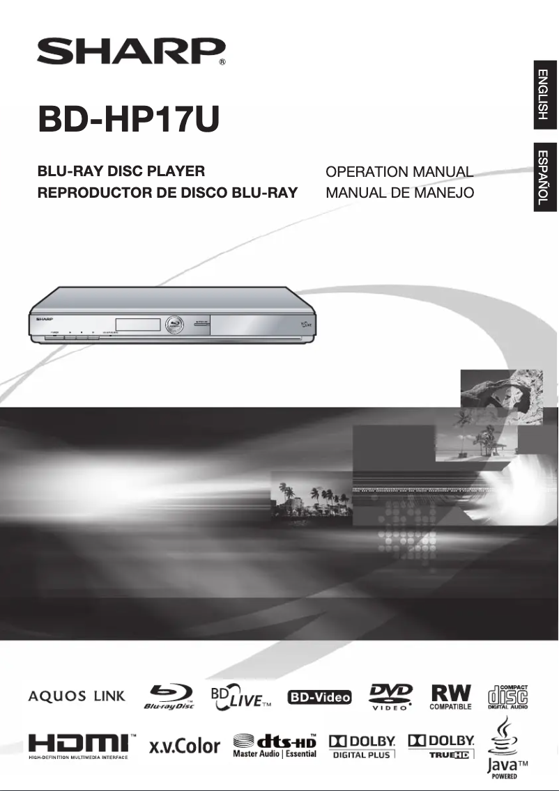 First page image of the manual for BD-HP17U