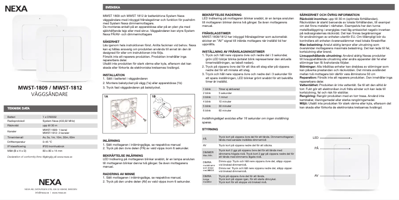 First page image of the manual for MWST-1809