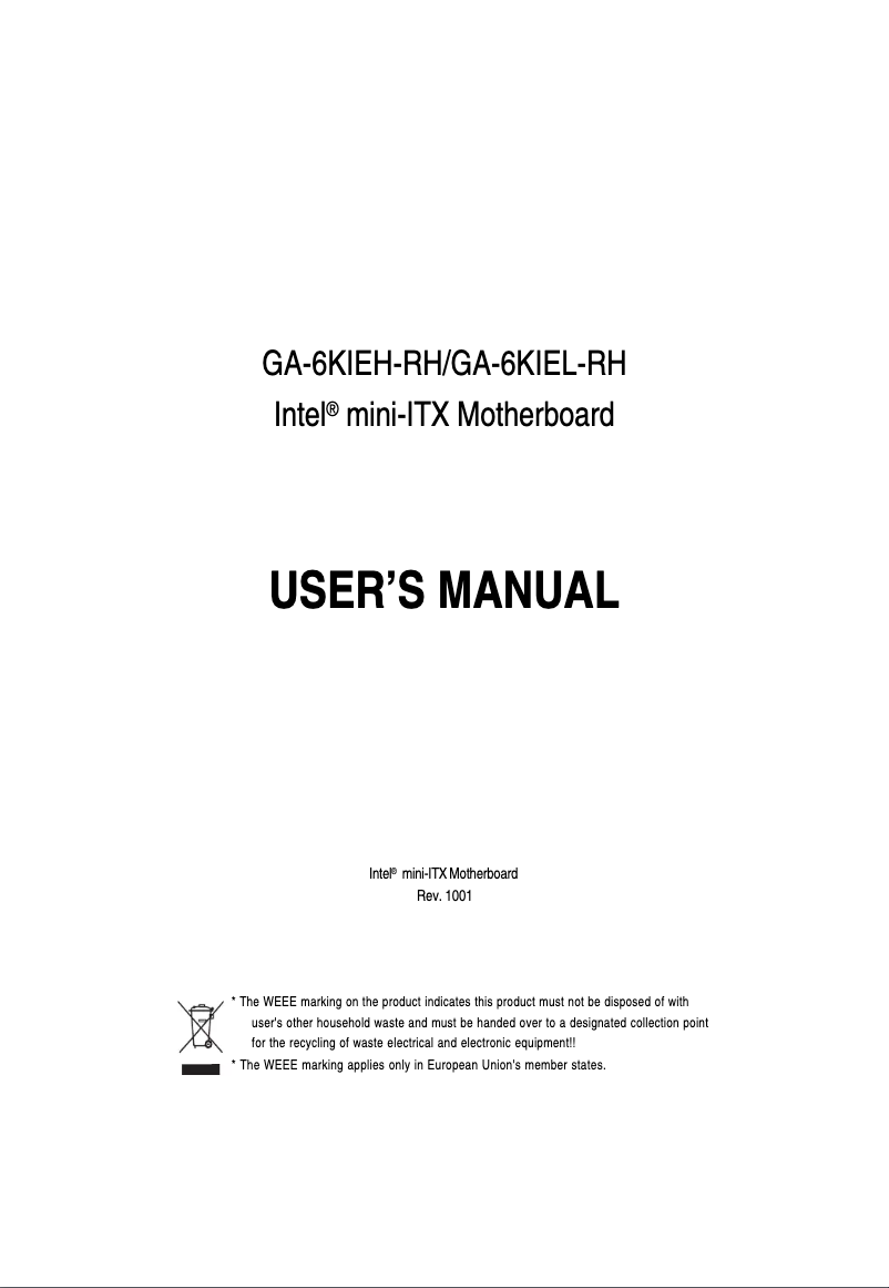 Page 1 of the manual User Manual Gigabyte GA-6KIEH-RH