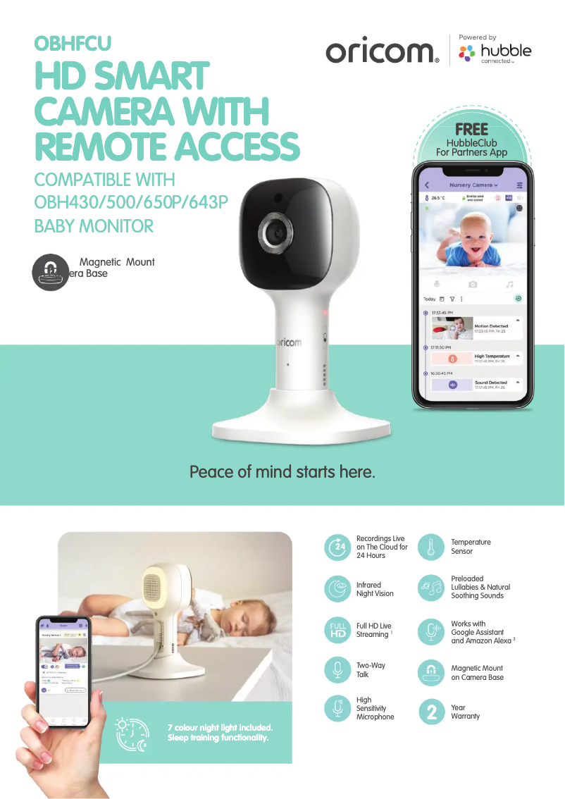 Page 1 de la notice Fiche technique Oricom OBHFCU