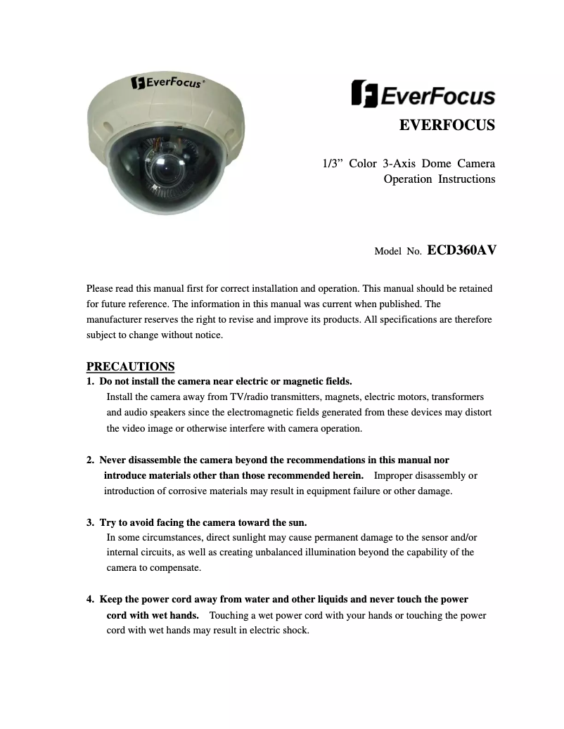 Page 1 of the manual User Manual EverFocus ECD360AV