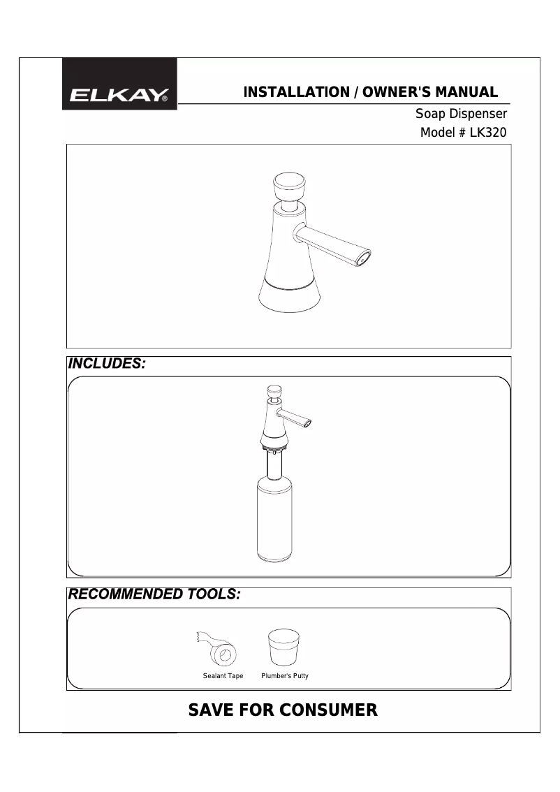 Page 1 de la notice Manuel utilisateur Elkay LK320AS