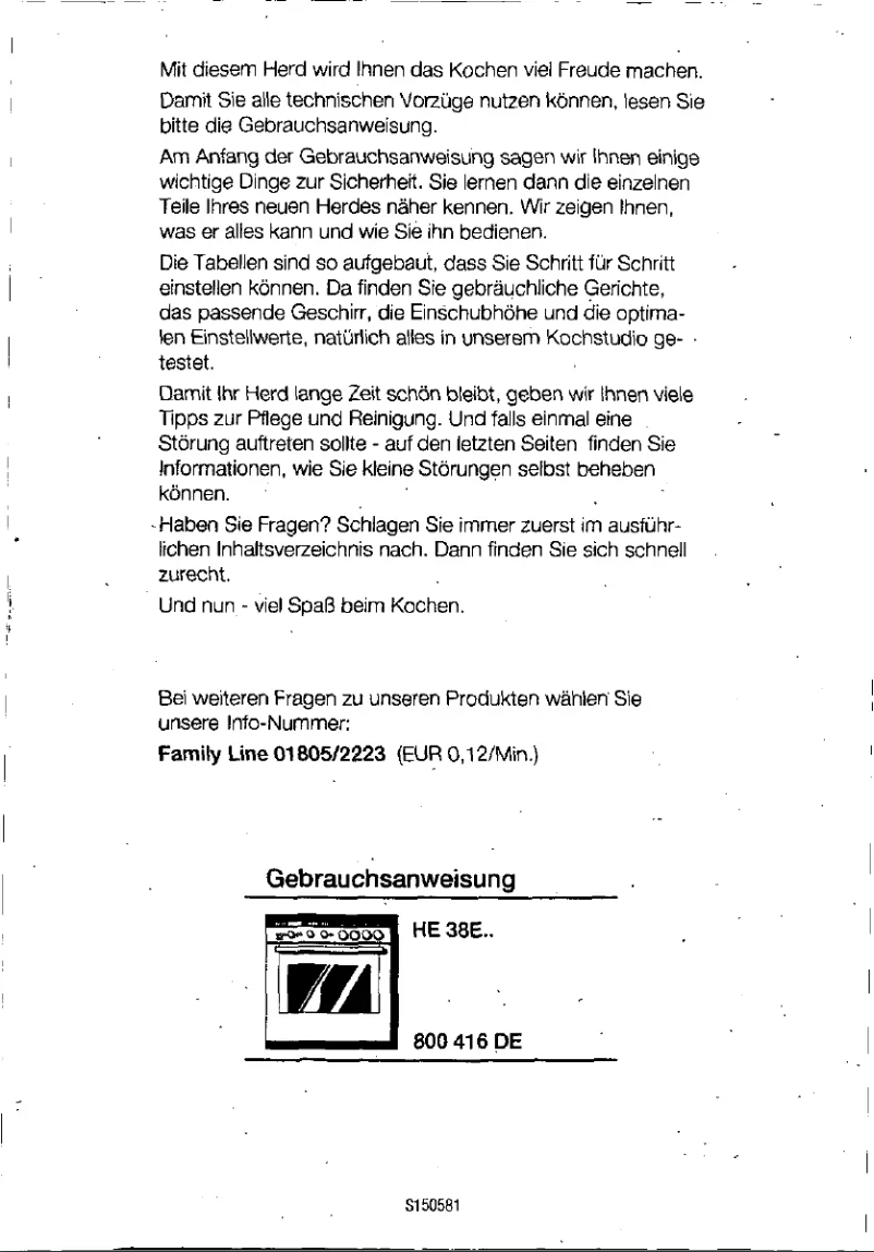 First page image of the manual for HE38E54