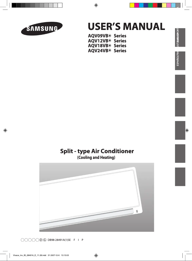 First page image of the manual for AQV24VBGX