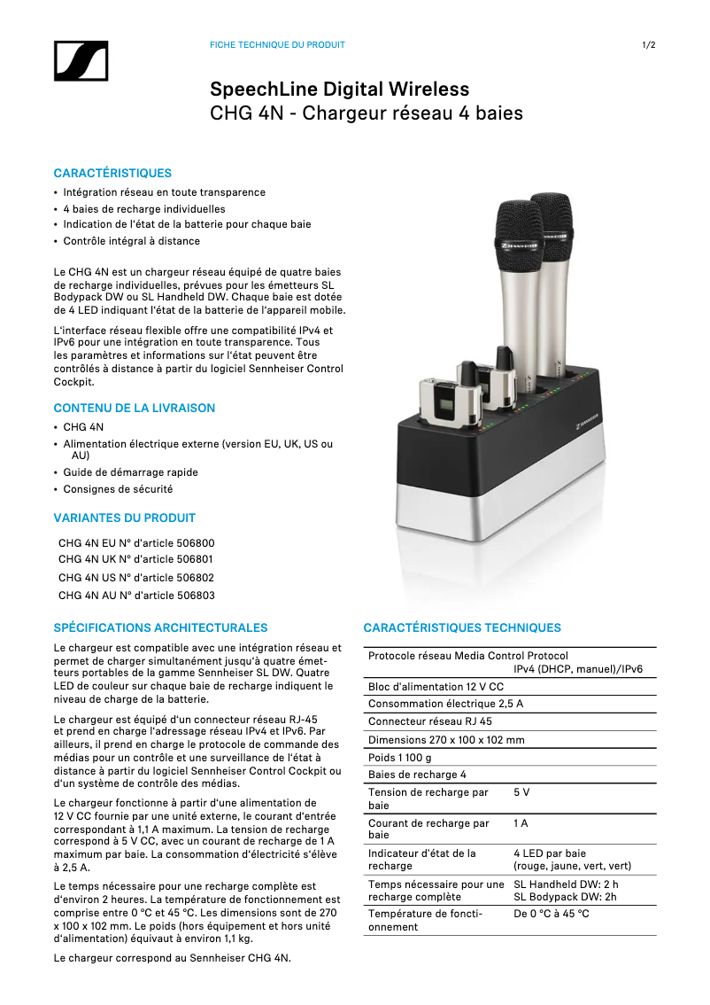 Page 1 of the manual Technical Sheet Sennheiser SDC 8200 CC