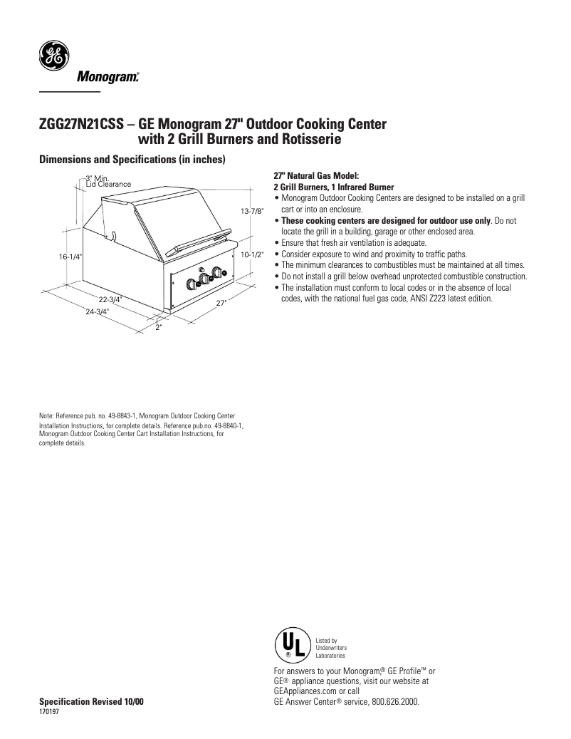 First page image of the manual for ZGG27N21CSS