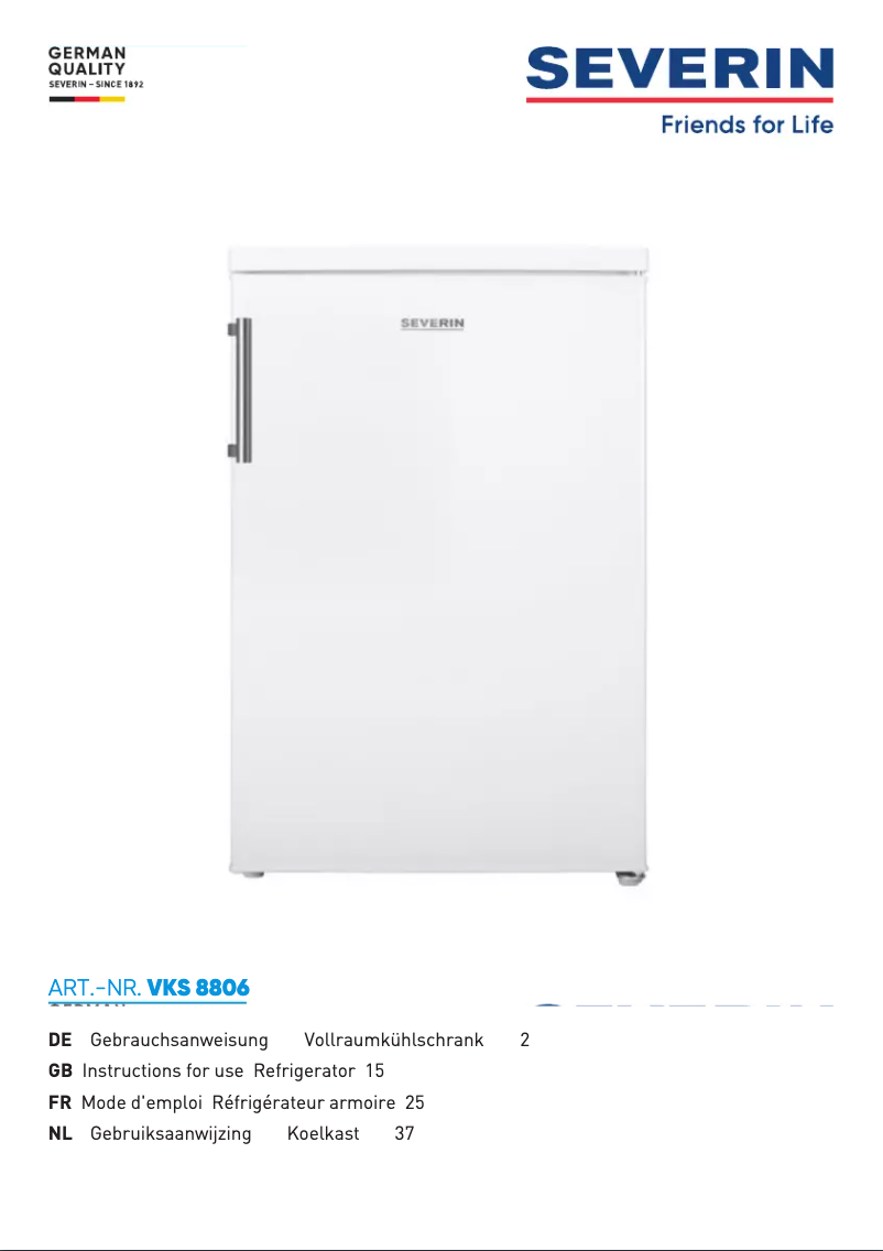 First page image of the manual for VKS 8806