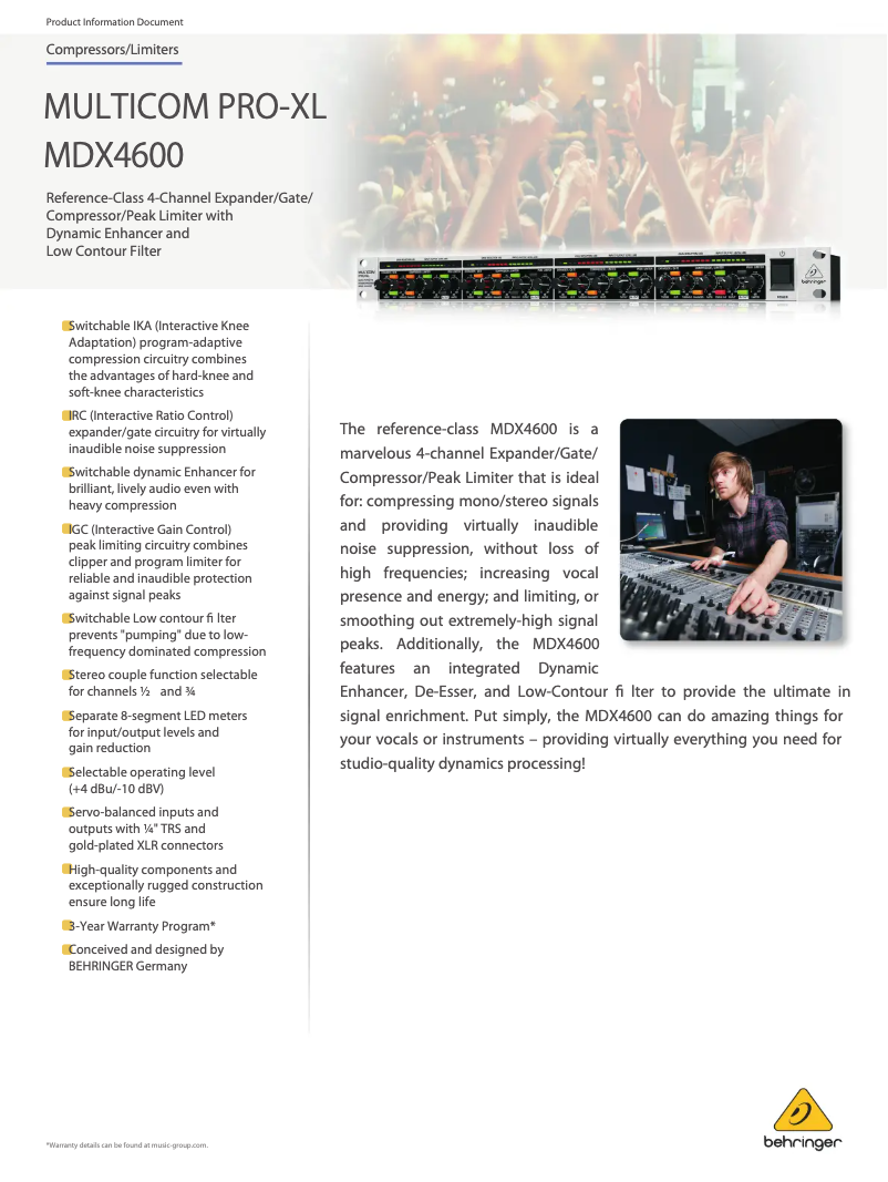 First page image of the manual for Multicom Pro-XL MDX4600