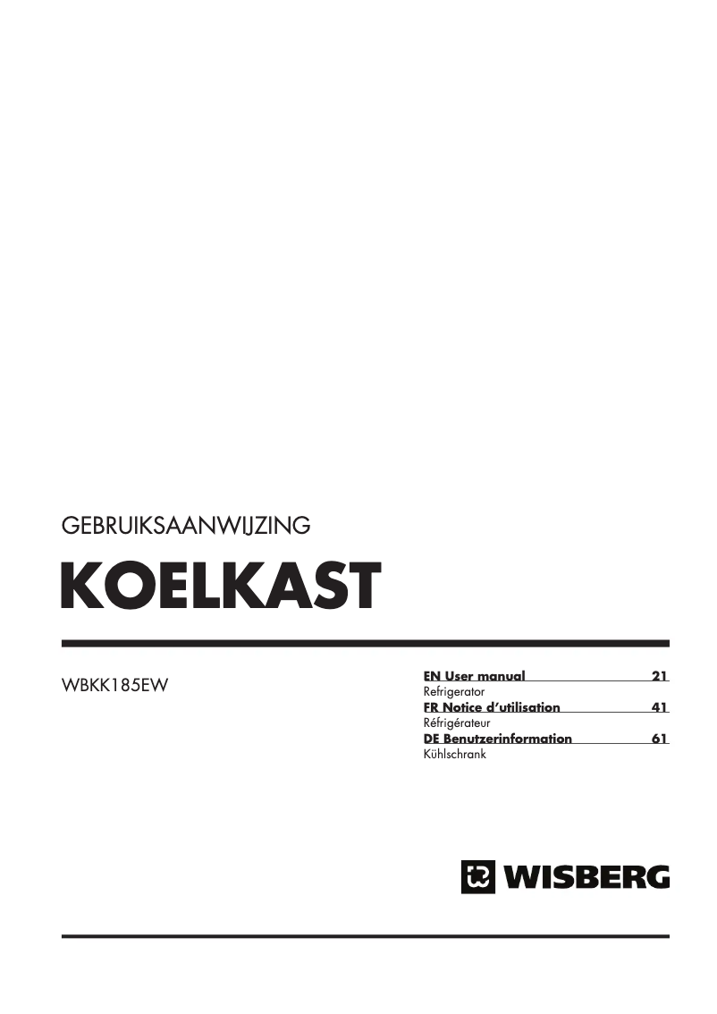 First page image of the manual for WBKK185EW