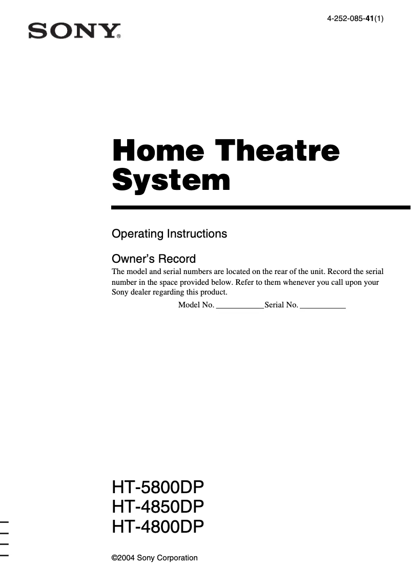First page image of the manual for HT-4850DP