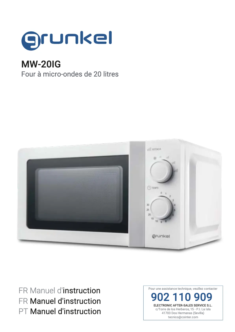 First page image of the manual for MW-20IG