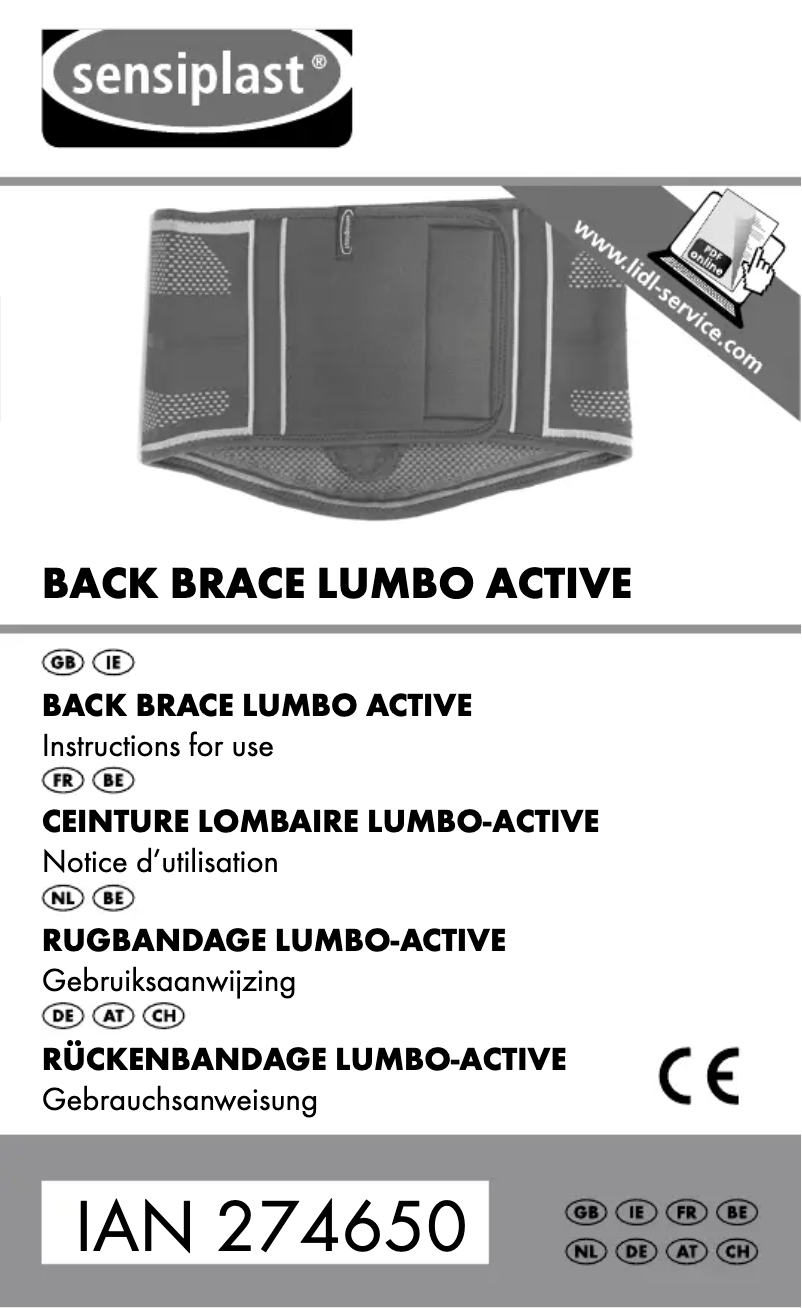 Page 1 of the manual User Manual Sensiplast IAN 274650
