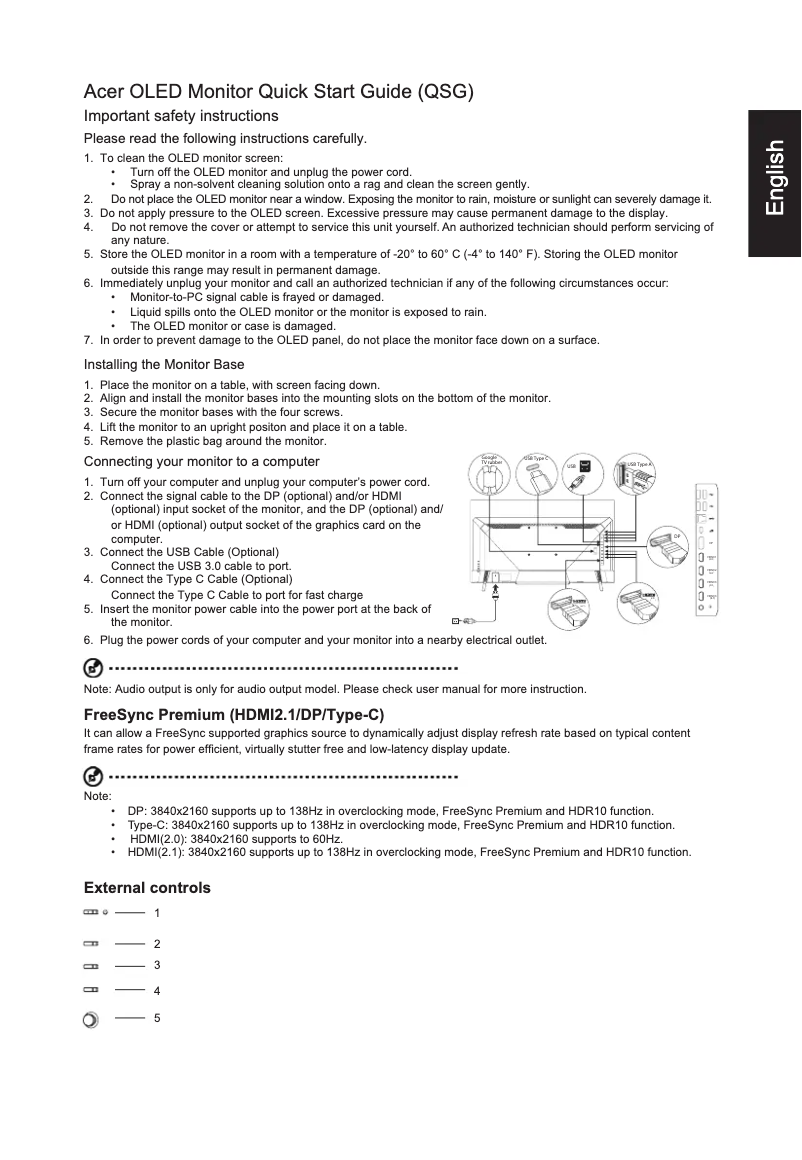 Page 1 of the manual Quick Start Guide Acer CG48