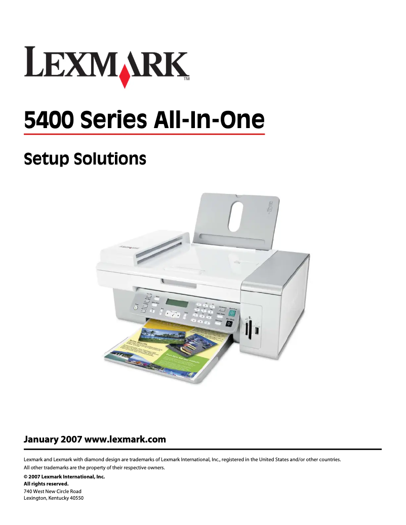 Page 1 of the manual Installation Guide Lexmark X5470