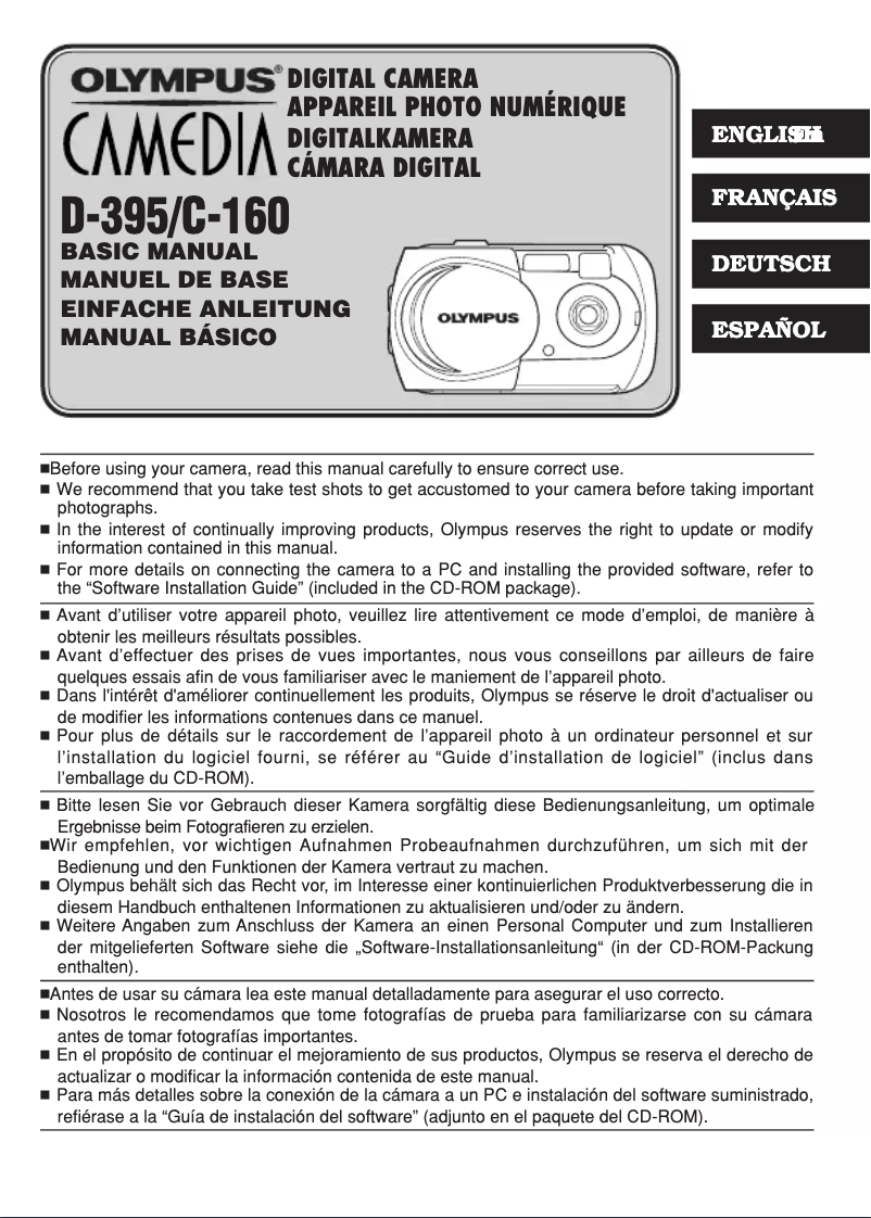 First page image of the manual for Camedia D-395