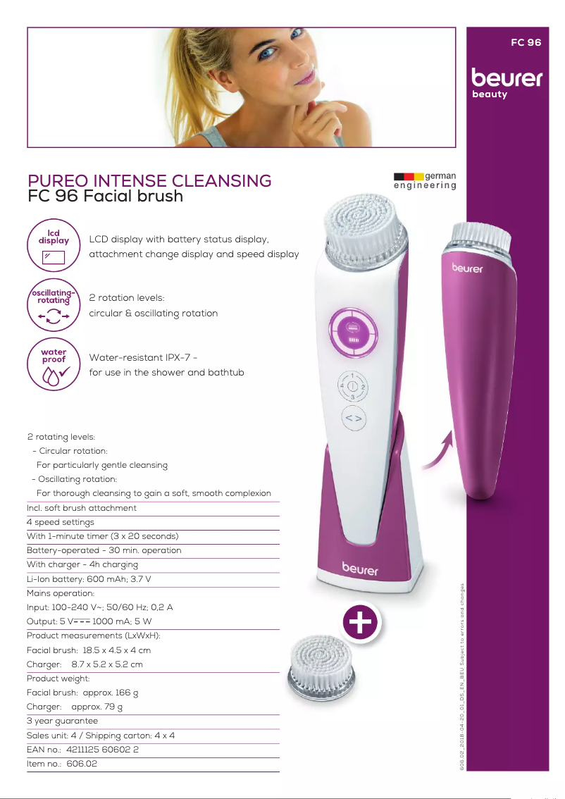 Page 1 of the manual Technical Sheet Beurer FC 96