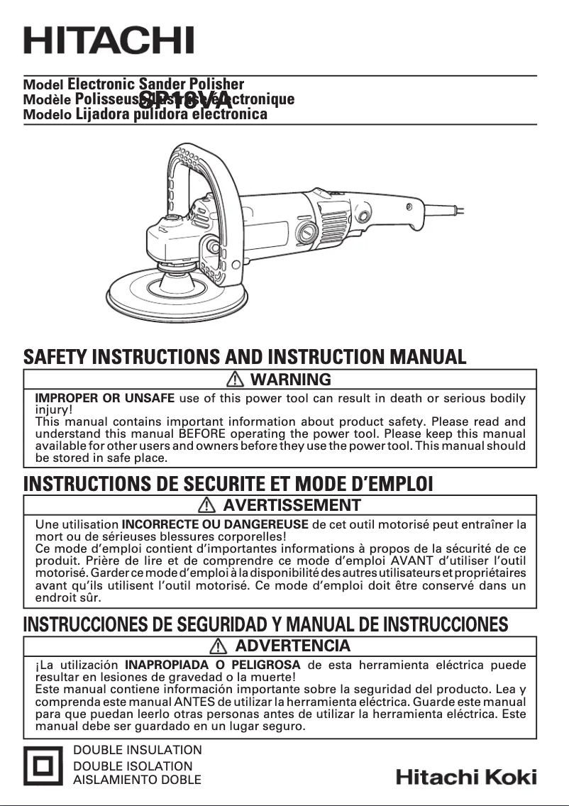 First page image of the manual for SP 18VA