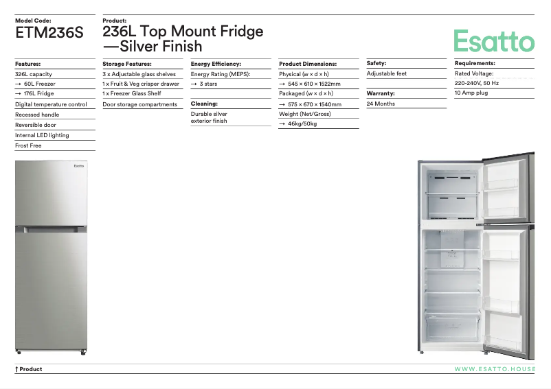 First page image of the manual for ETM236S
