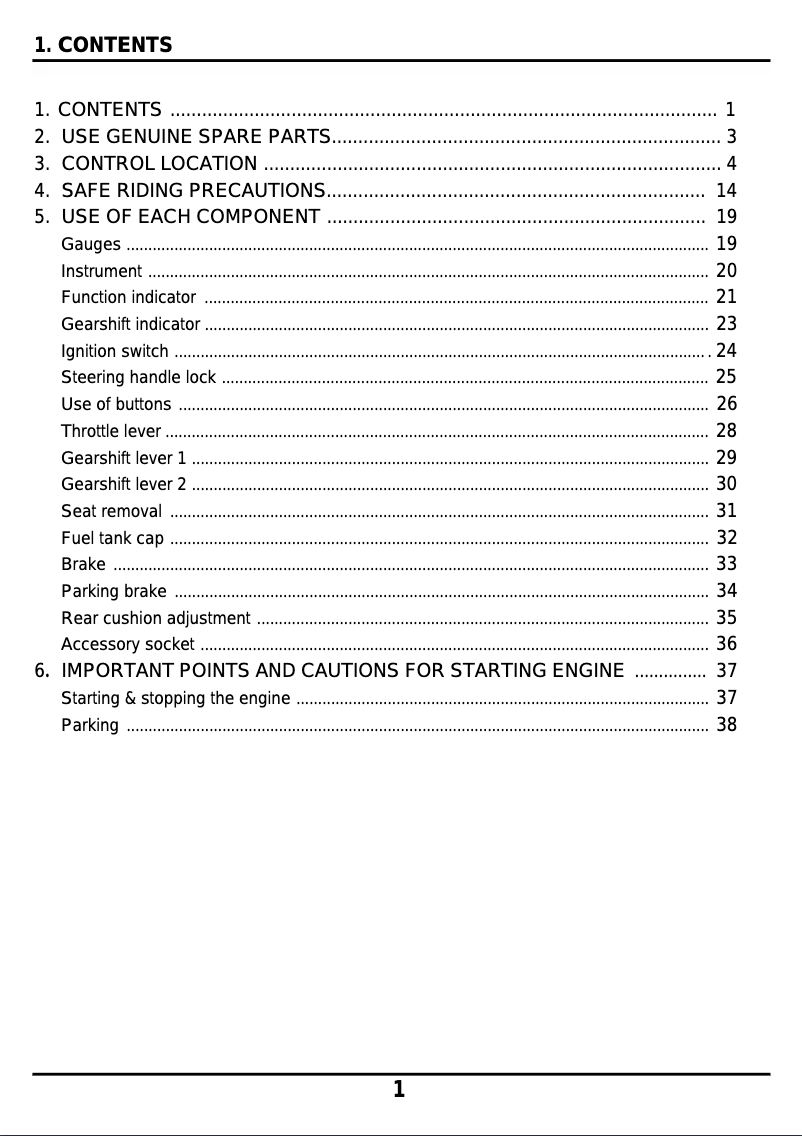 Page 1 of the manual User Manual SYM Quad Lander 250