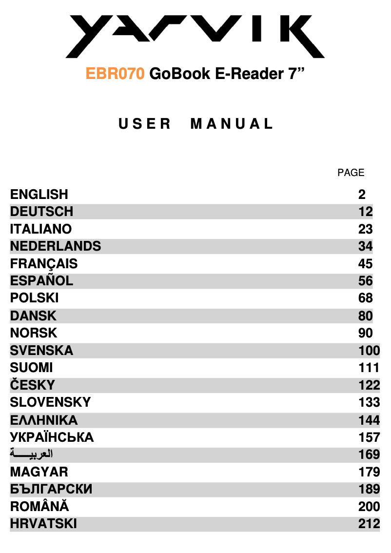 Page 1 of the manual User Manual Yarvik GoBook