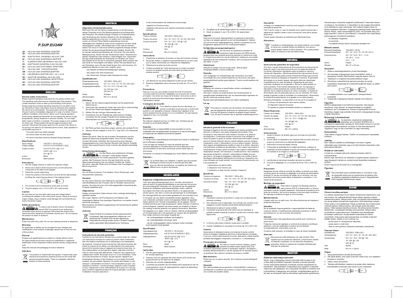 First page image of the manual for P.SUP.EU24W