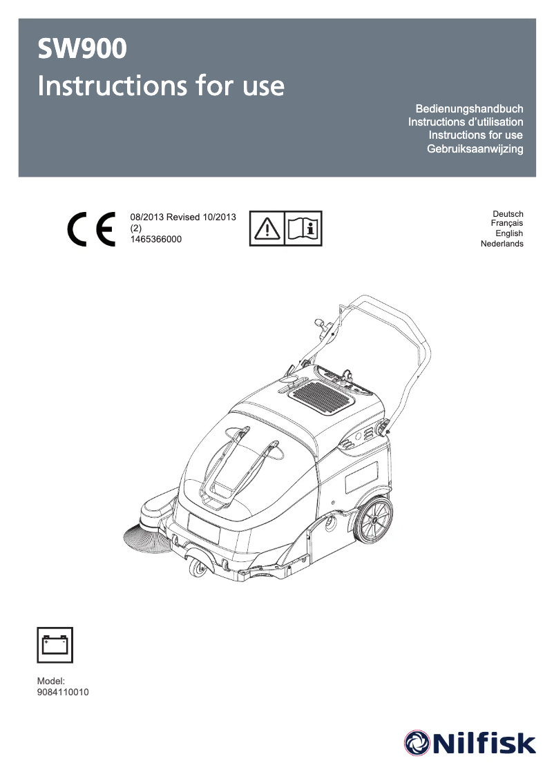 Page 1 of the manual User Manual Nilfisk SW900