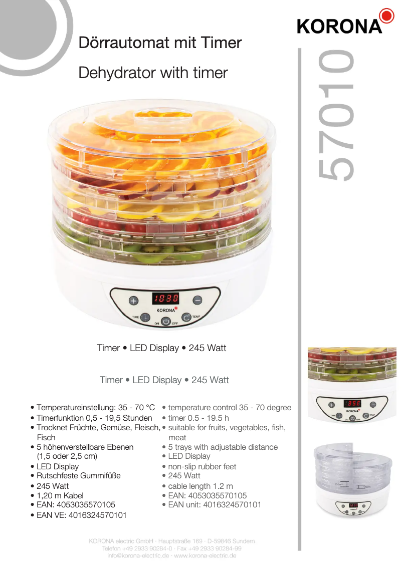 Page 1 of the manual Technical Sheet Korona 57010