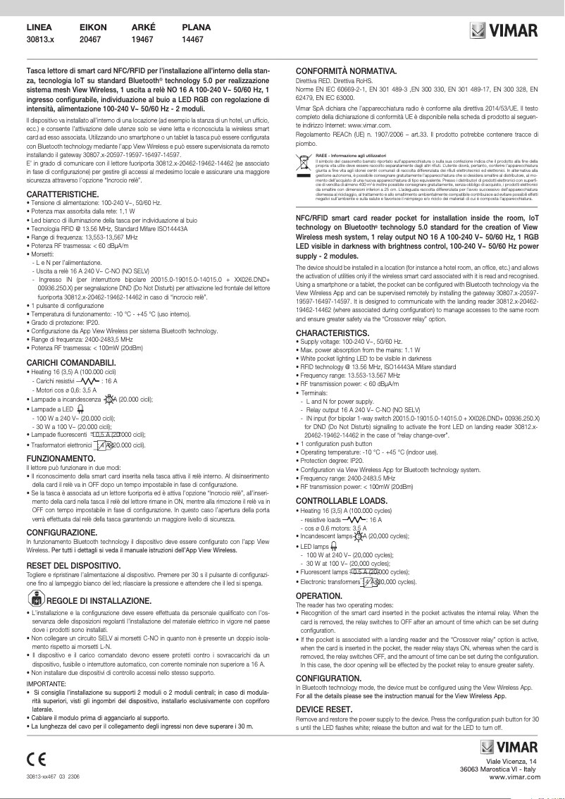 Page 1 of the manual Instructions / Assembly Vimar 19467