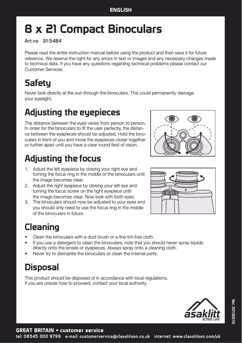 First page image of the manual for 31-5484