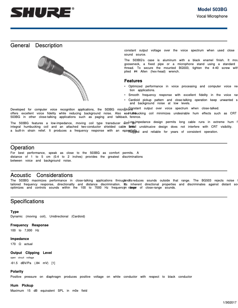 First page image of the manual for 503BG
