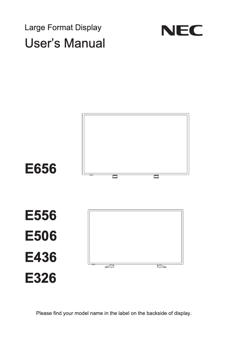 First page image of the manual for MultiSync E326