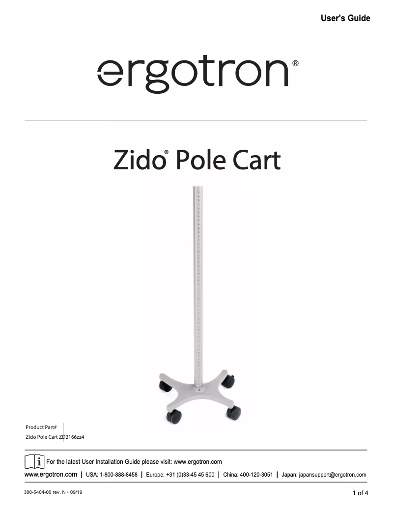 Image de la première page du manuel de l'appareil Zido Pole Cart