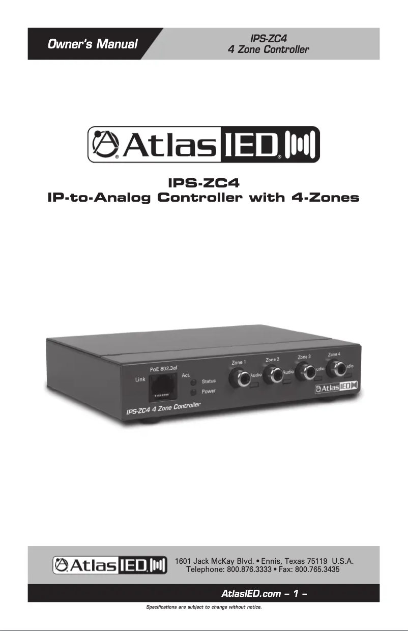 First page image of the manual for IPS-ZC4