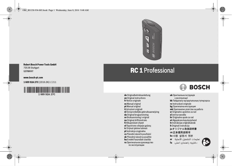 Page 1 of the manual User Manual Bosch RC 1 Professional