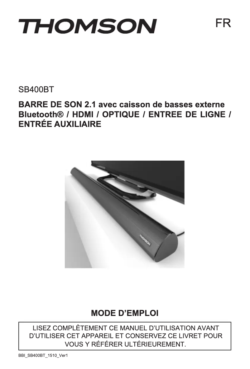 First page image of the manual for SB400BT