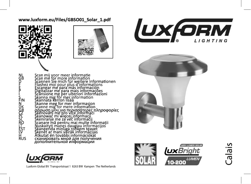 First page image of the manual for Calais