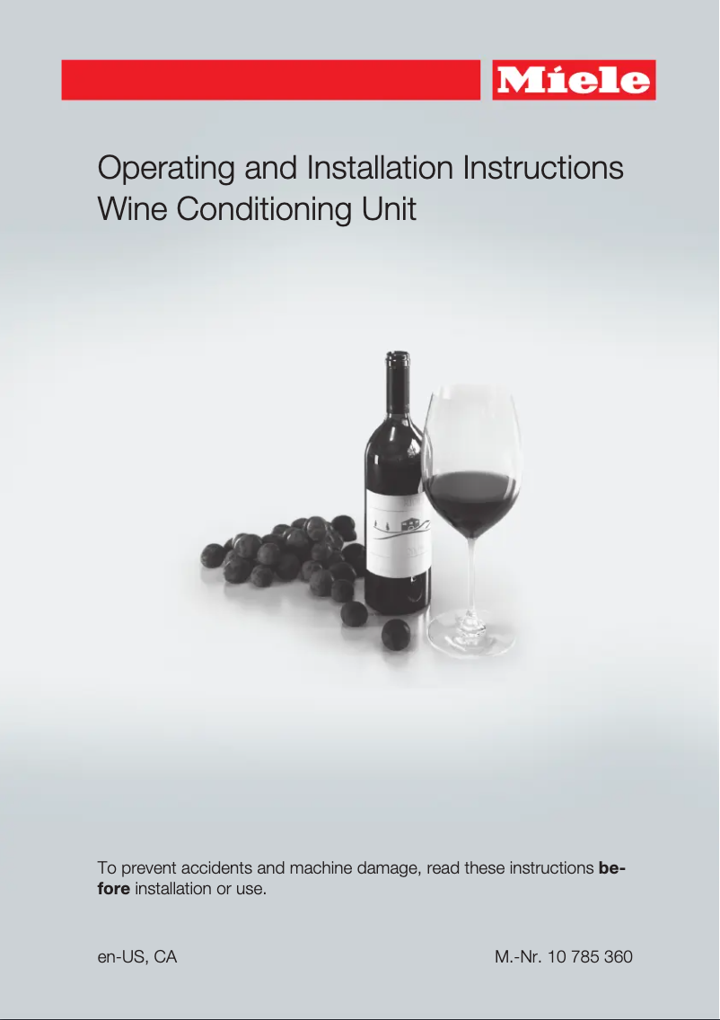 Page 1 of the manual Installation Guide Miele MasterCool KWT 2661 SFS