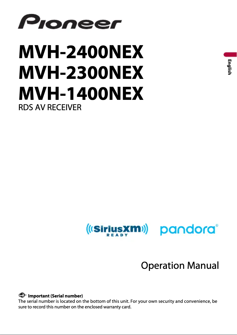 First page image of the manual for MVH-2300NEX