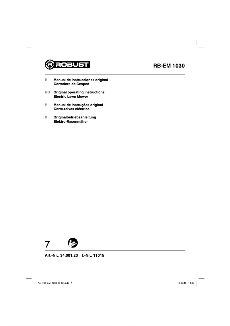 First page image of the manual for RB-EM 1030