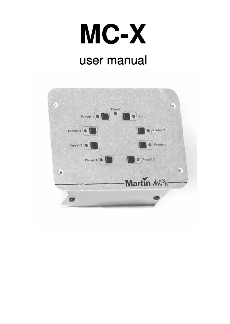Page 1 of the manual User Manual Martin MC-X