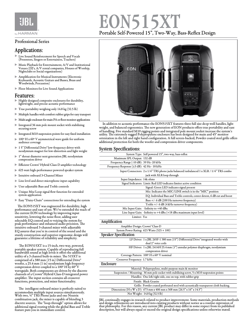 First page image of the manual for EON 515XT