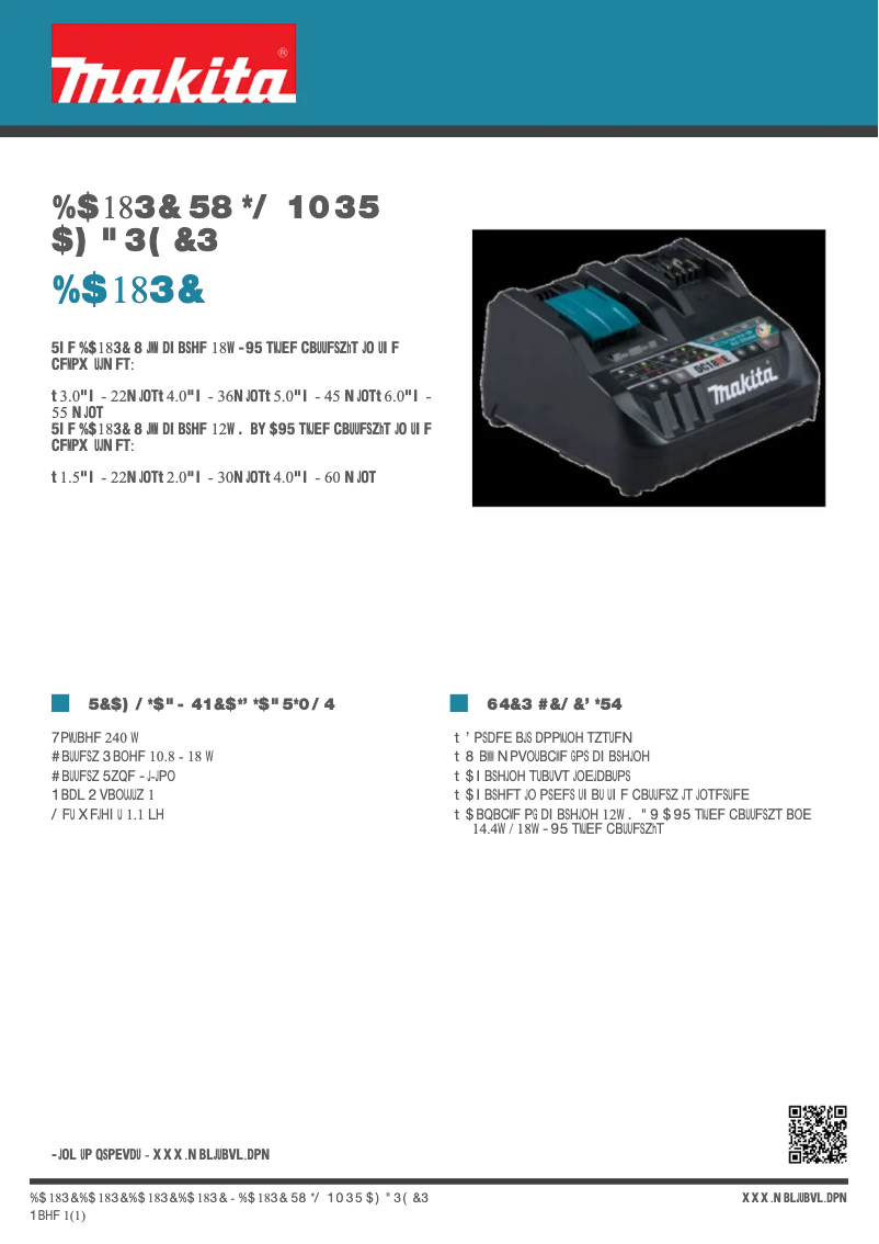 Page 1 of the manual Technical Sheet Makita DC18RE