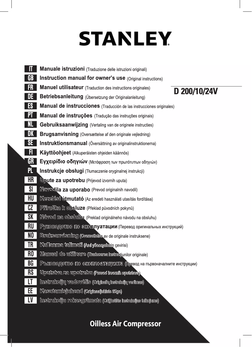 Page 1 of the manual User Manual Stanley D 200/10/24V