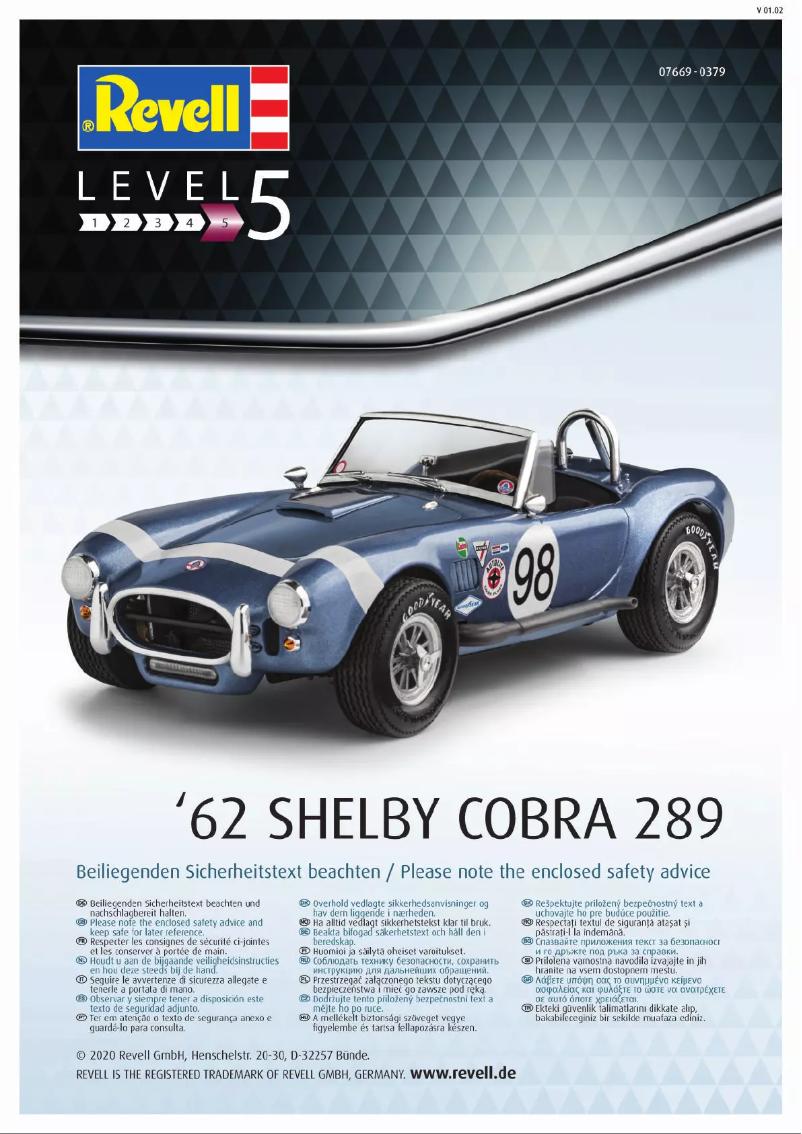 First page image of the manual for '62 Shelby Cobra 289