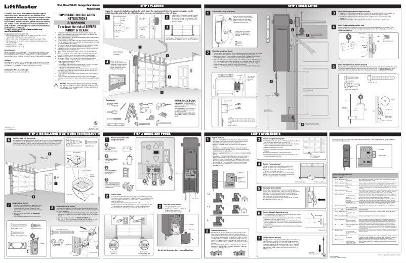 Page 1 of the manual Quick Start Guide LiftMaster 8500W