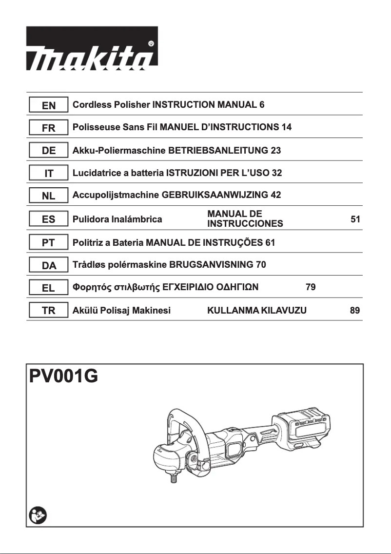 Page 1 of the manual User Manual Makita PV001G