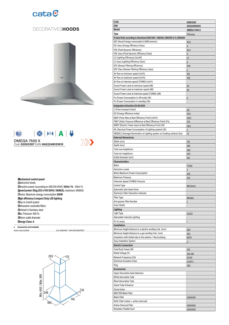 First page image of the manual for OMEGA 7500 X