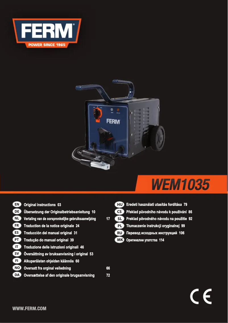 Page 1 de la notice Manuel utilisateur Ferm WEM1035