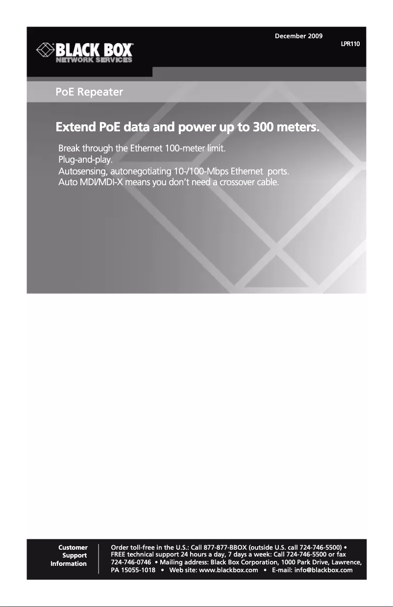 Page 1 of the manual User Manual Black Box LPR110