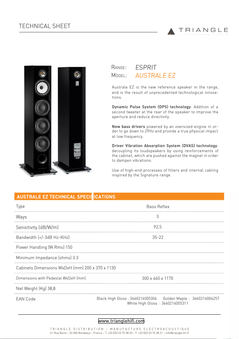 First page image of the manual for Australe EZ